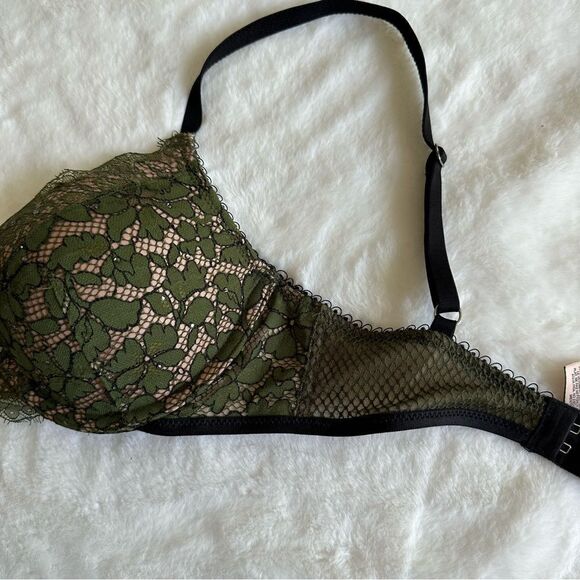 Victoria's Secret Dream Angels Green Lace Push Up Bra Women's Size 32C - Picture 6 of 14